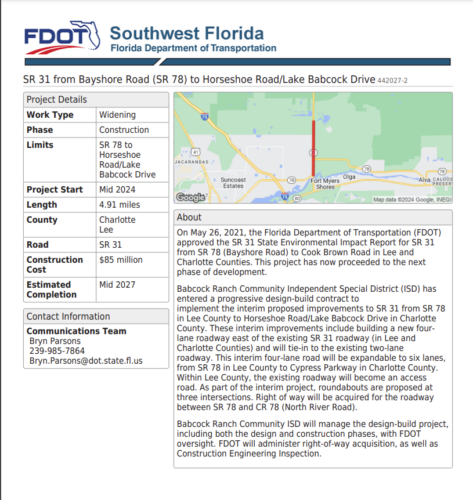 $85 million SR 31 road widening project expected to be completed next year